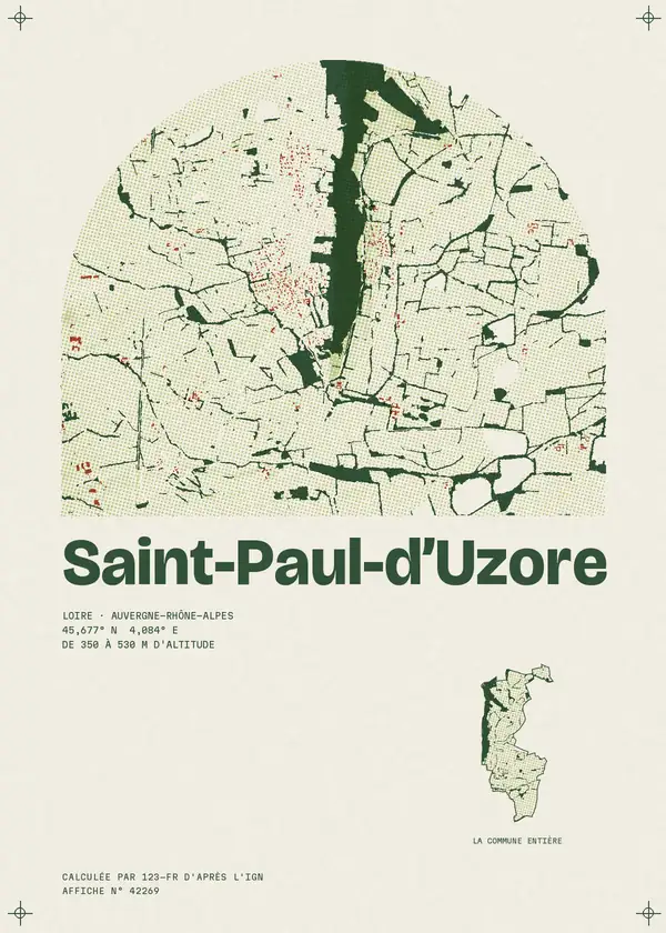 Affiche de Saint-Paul-d'Uzore, calculée par 123-fr d'après l'IGN