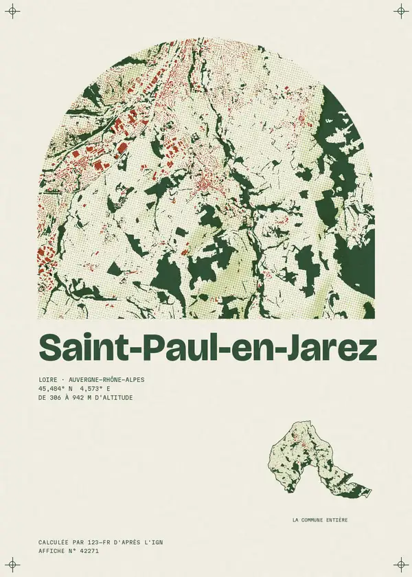 Affiche de Saint-Paul-en-Jarez, calculée par 123-fr d'après l'IGN