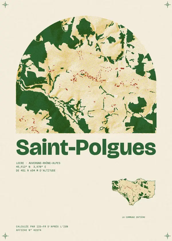 Affiche de Saint-Polgues, calculée par 123-fr d'après l'IGN