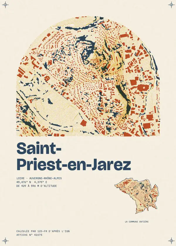 Affiche de Saint-Priest-en-Jarez, calculée par 123-fr d'après l'IGN
