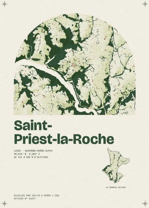 Affiche de Saint-Priest-la-Roche, calculée par 123-fr d'après l'IGN