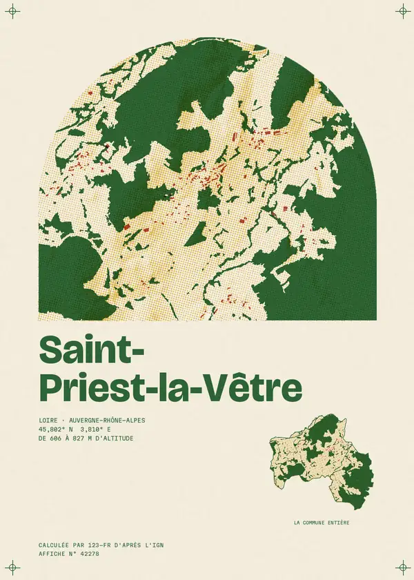 Affiche de Saint-Priest-la-Vêtre, calculée par 123-fr d'après l'IGN