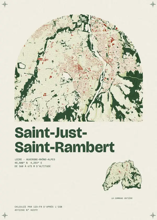 Affiche de Saint-Just-Saint-Rambert, calculée par 123-fr d'après l'IGN