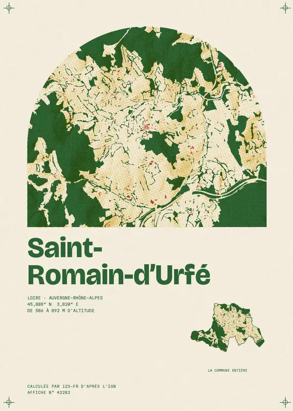 Affiche de Saint-Romain-d'Urfé, calculée par 123-fr d'après l'IGN
