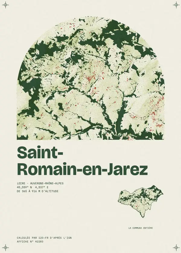 Affiche de Saint-Romain-en-Jarez, calculée par 123-fr d'après l'IGN