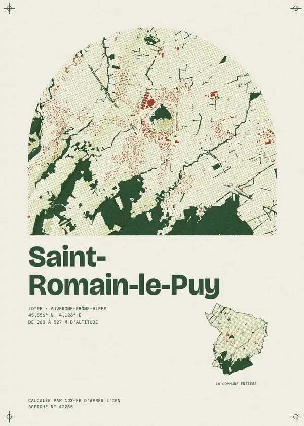 Affiche de Saint-Romain-le-Puy, calculée par 123-fr d'après l'IGN