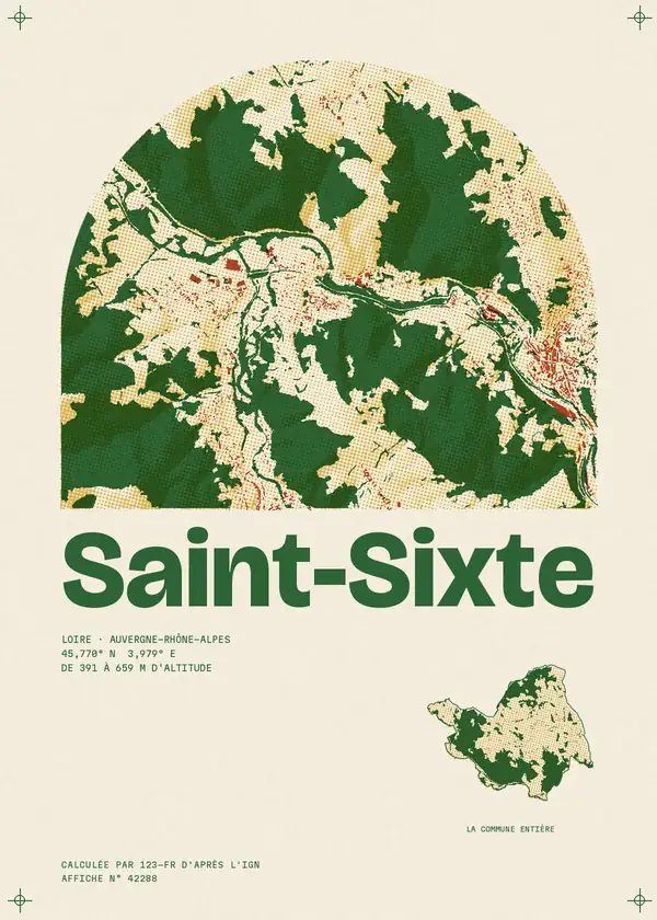 Affiche de Saint-Sixte, calculée par 123-fr d'après l'IGN