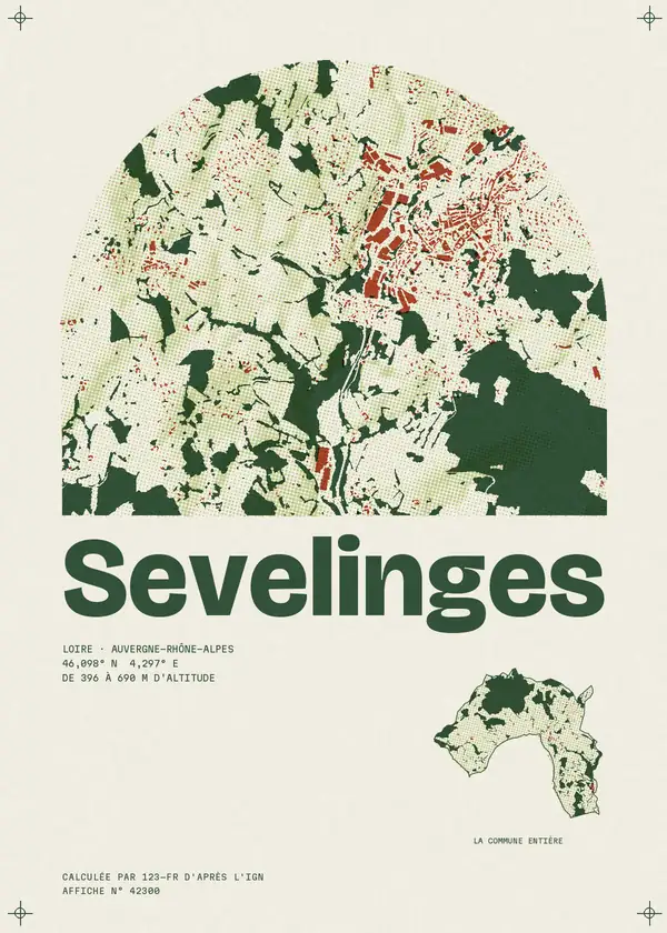 Affiche de Sevelinges, calculée par 123-fr d'après l'IGN