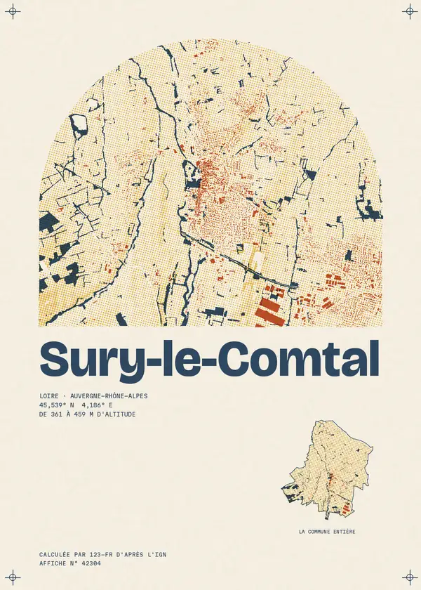 Affiche de Sury-le-Comtal, calculée par 123-fr d'après l'IGN
