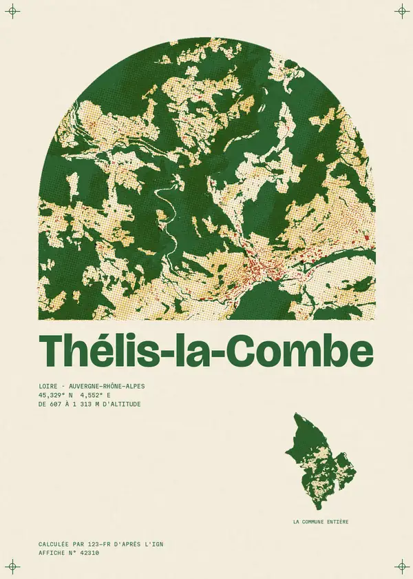 Affiche de Thélis-la-Combe, calculée par 123-fr d'après l'IGN