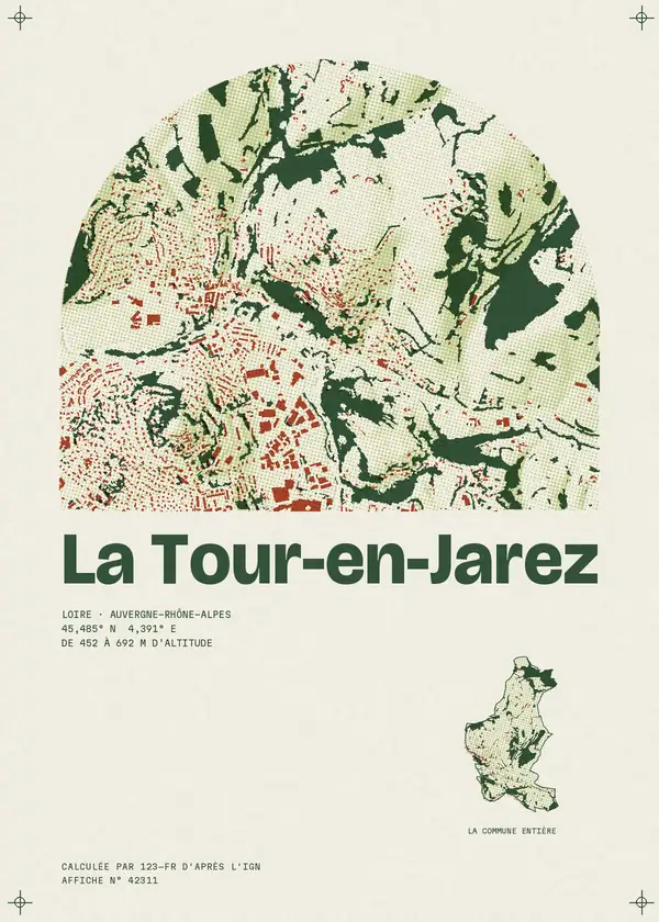 Affiche de La Tour-en-Jarez, calculée par 123-fr d'après l'IGN