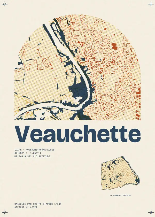 Affiche de Veauchette, calculée par 123-fr d'après l'IGN