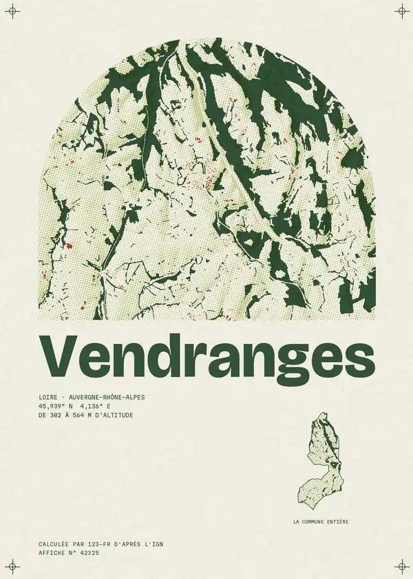 Affiche de Vendranges, calculée par 123-fr d'après l'IGN