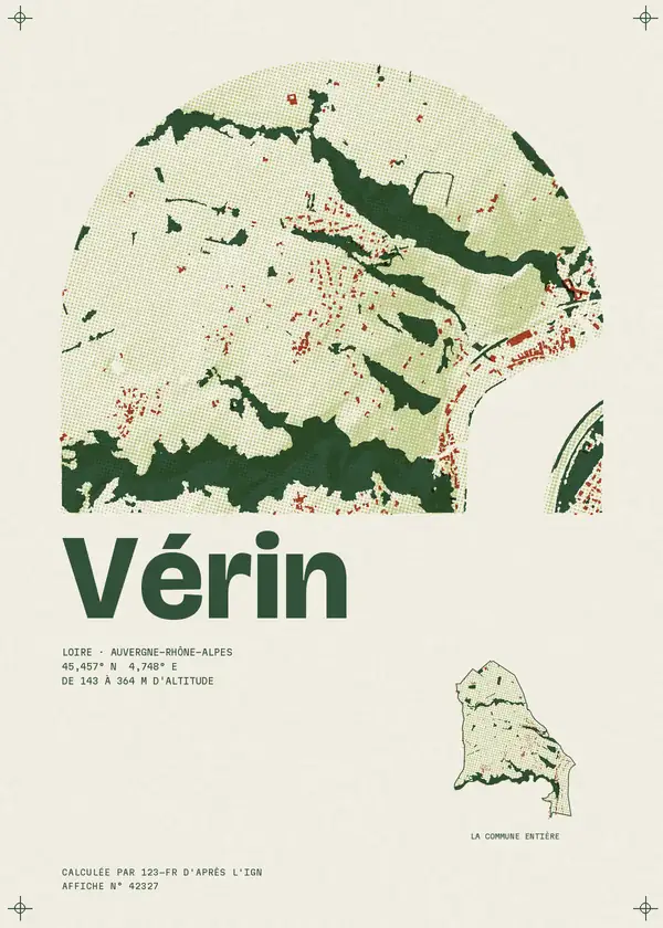 Affiche de Vérin, calculée par 123-fr d'après l'IGN