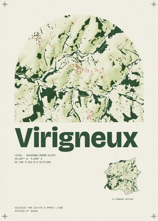 Affiche de Virigneux, calculée par 123-fr d'après l'IGN