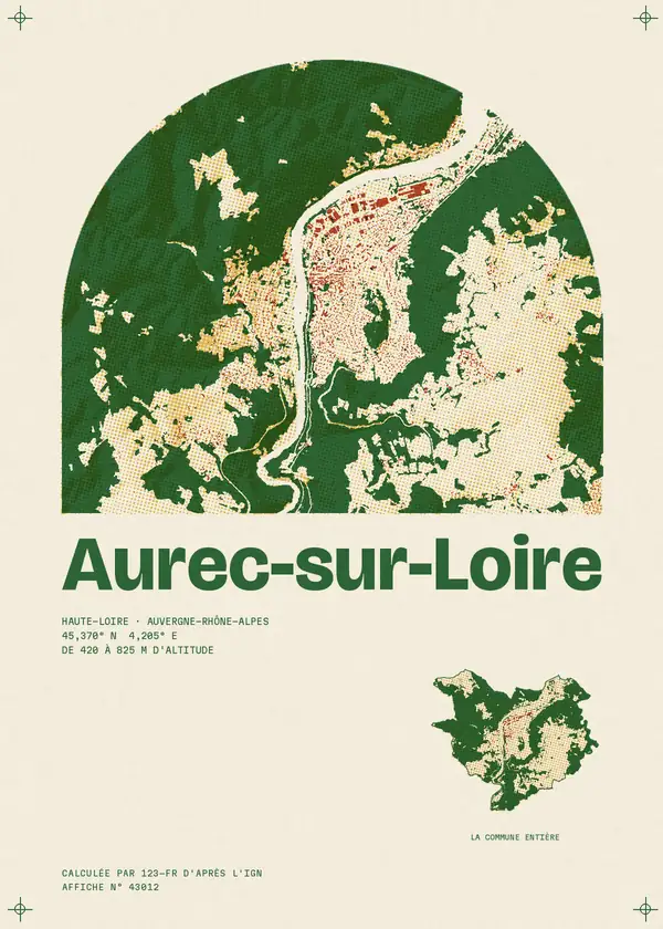 Affiche de Aurec-sur-Loire, calculée par 123-fr d'après l'IGN