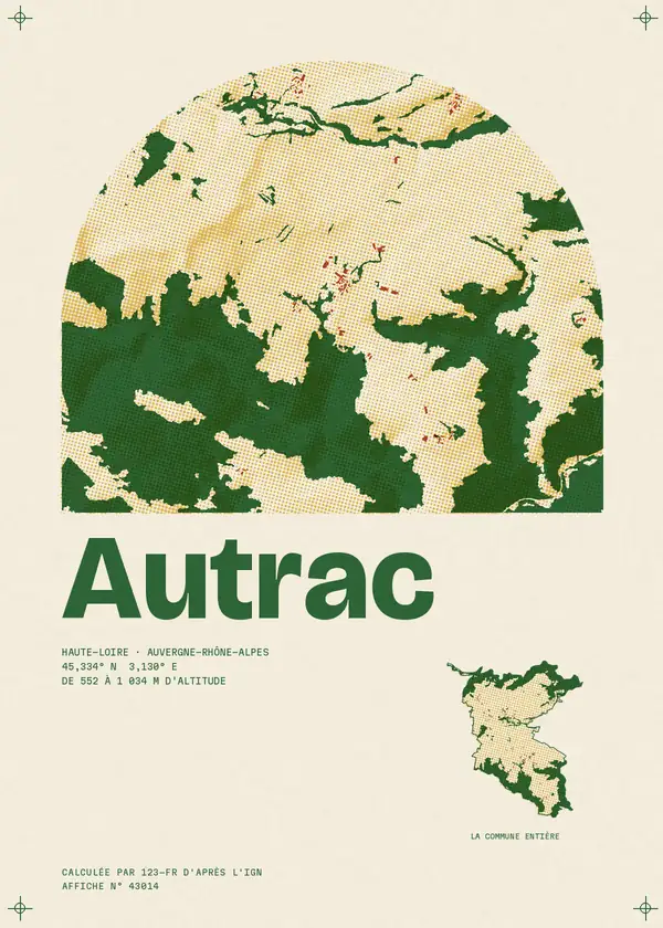 Affiche de Autrac, calculée par 123-fr d'après l'IGN