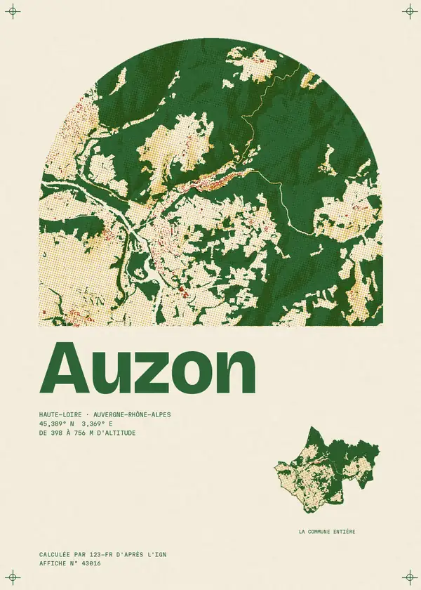 Affiche de Auzon, calculée par 123-fr d'après l'IGN