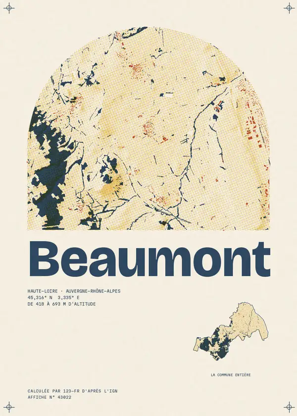 Affiche de Beaumont, calculée par 123-fr d'après l'IGN