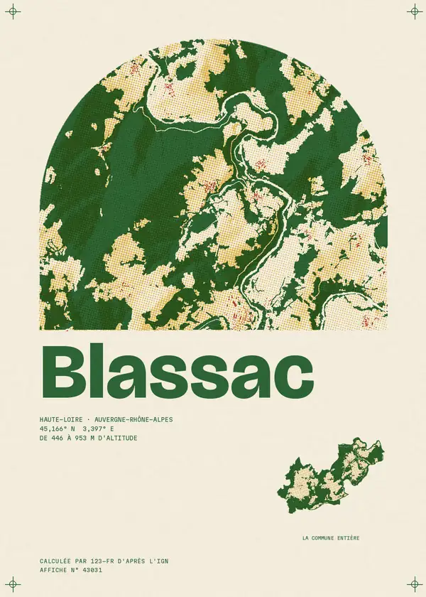 Affiche de Blassac, calculée par 123-fr d'après l'IGN