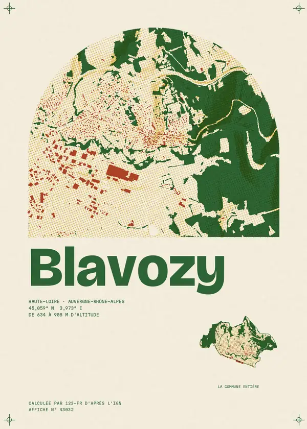 Affiche de Blavozy, calculée par 123-fr d'après l'IGN