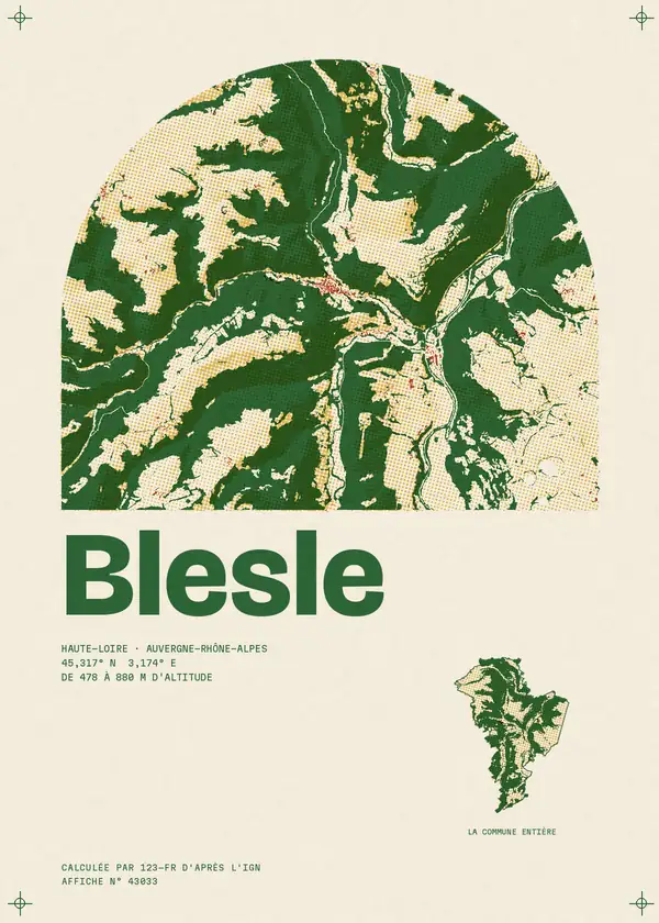 Affiche de Blesle, calculée par 123-fr d'après l'IGN