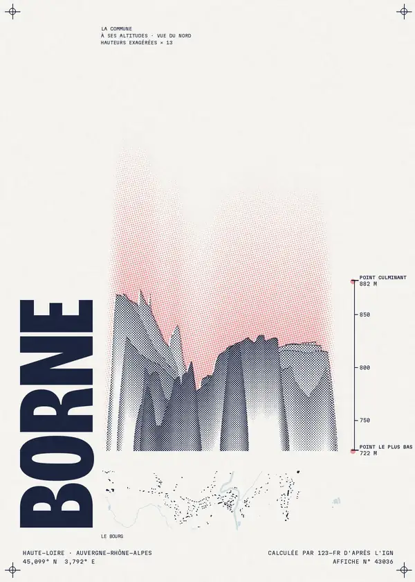 Affiche de Borne, calculée par 123-fr d'après l'IGN