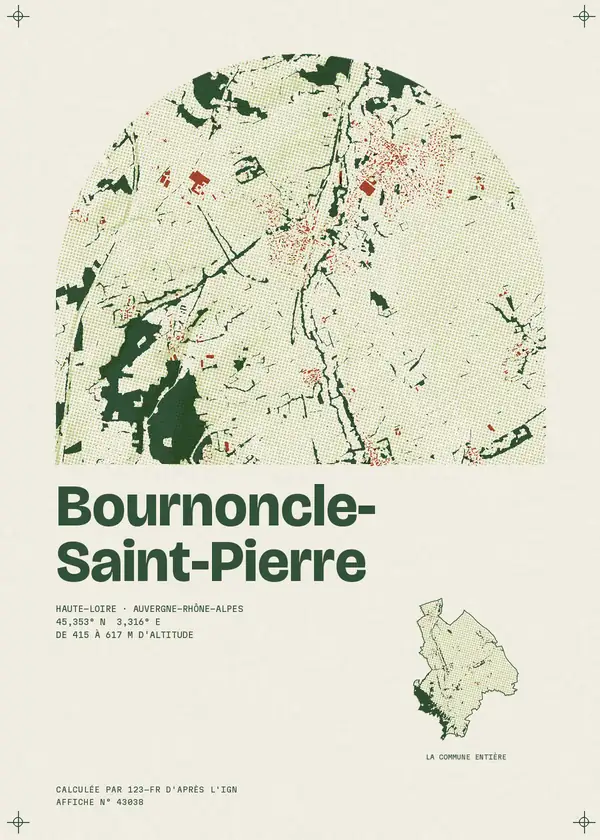 Affiche de Bournoncle-Saint-Pierre, calculée par 123-fr d'après l'IGN