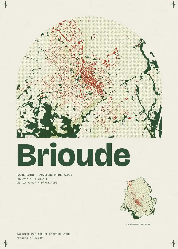 Affiche de Brioude, calculée par 123-fr d'après l'IGN