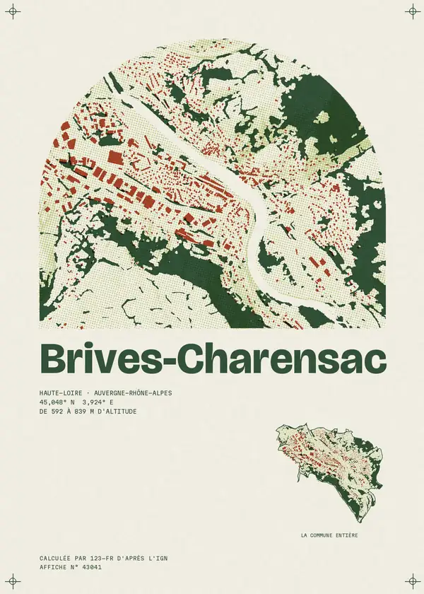 Affiche de Brives-Charensac, calculée par 123-fr d'après l'IGN