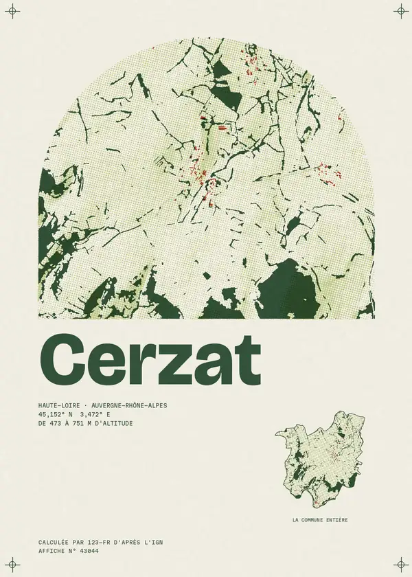 Affiche de Cerzat, calculée par 123-fr d'après l'IGN