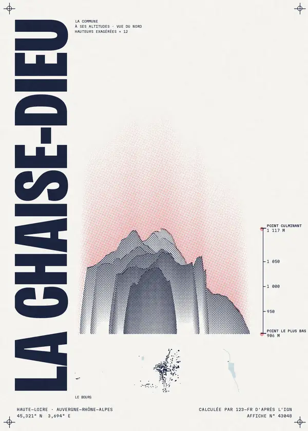 Affiche de La Chaise-Dieu, calculée par 123-fr d'après l'IGN