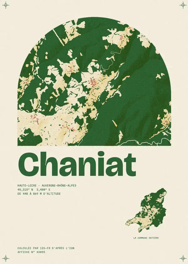 Affiche de Chaniat, calculée par 123-fr d'après l'IGN