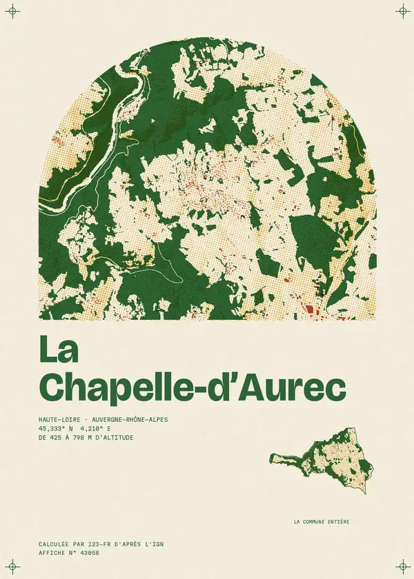 Affiche de La Chapelle-d'Aurec, calculée par 123-fr d'après l'IGN
