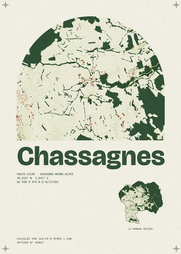 Affiche de Chassagnes, calculée par 123-fr d'après l'IGN