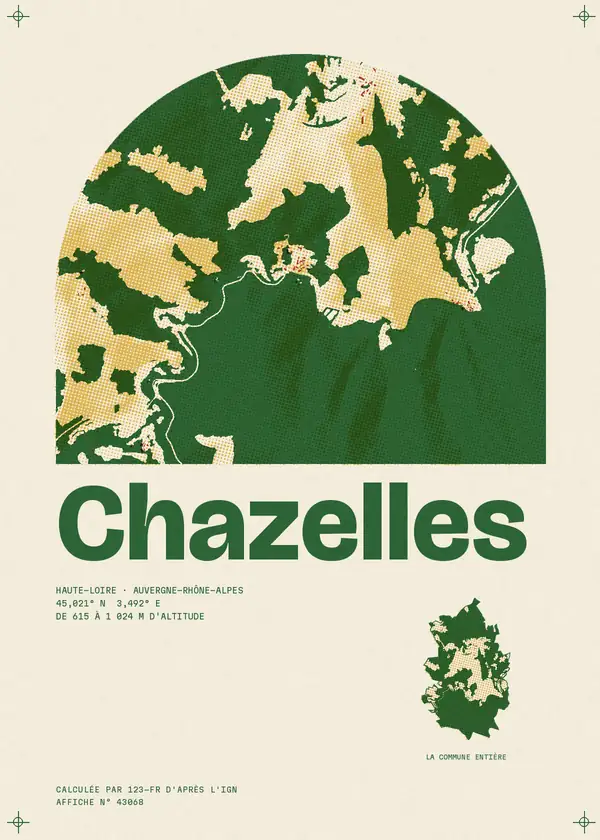 Affiche de Chazelles, calculée par 123-fr d'après l'IGN