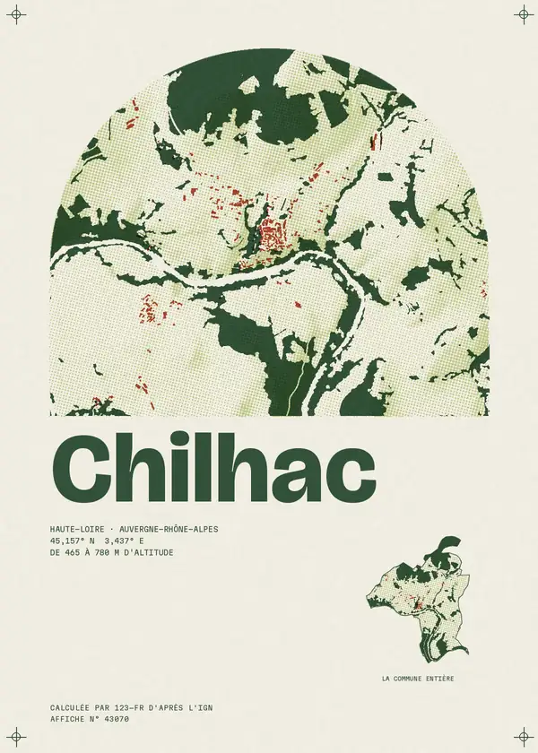 Affiche de Chilhac, calculée par 123-fr d'après l'IGN