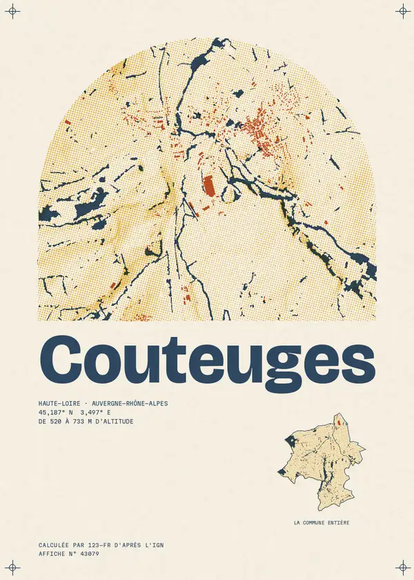 Affiche de Couteuges, calculée par 123-fr d'après l'IGN