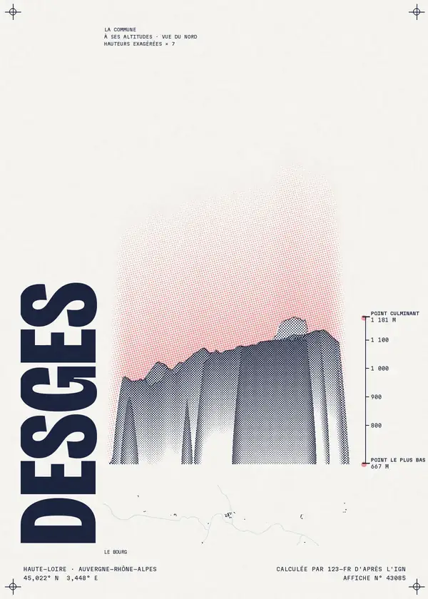 Affiche de Desges, calculée par 123-fr d'après l'IGN