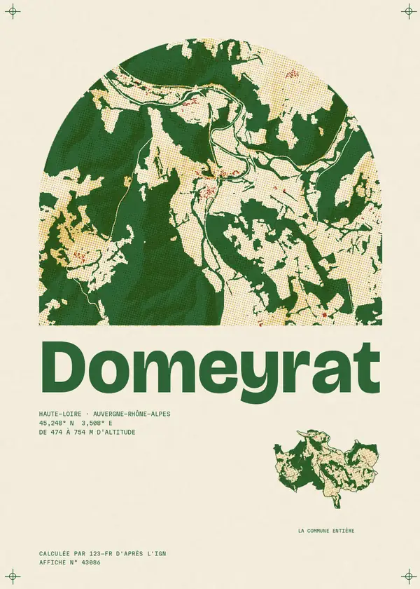 Affiche de Domeyrat, calculée par 123-fr d'après l'IGN