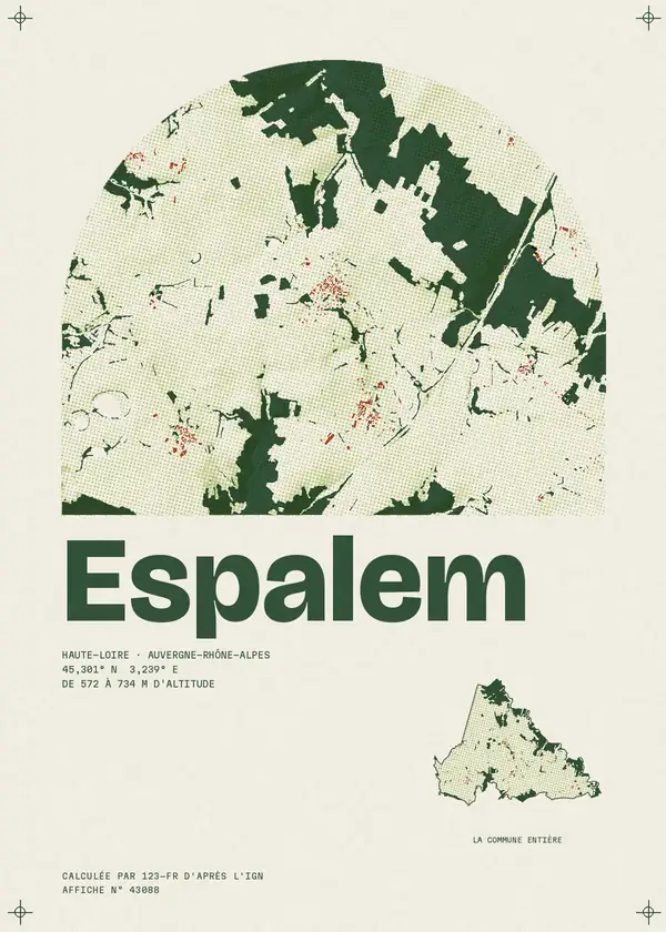 Affiche de Espalem, calculée par 123-fr d'après l'IGN