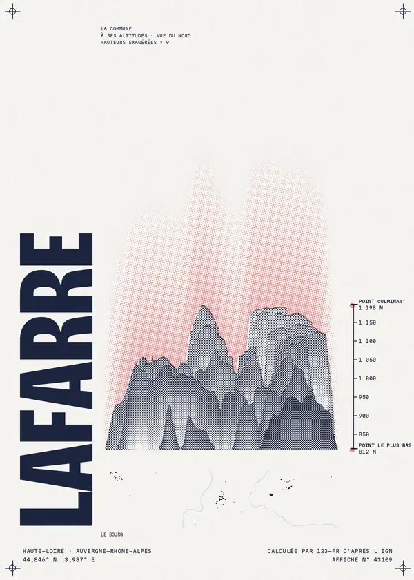 Affiche de Lafarre, calculée par 123-fr d'après l'IGN