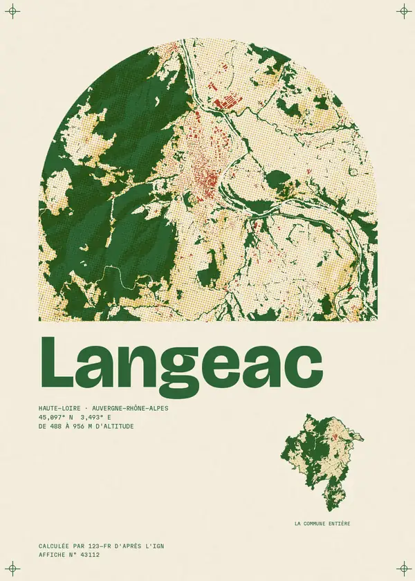 Affiche de Langeac, calculée par 123-fr d'après l'IGN