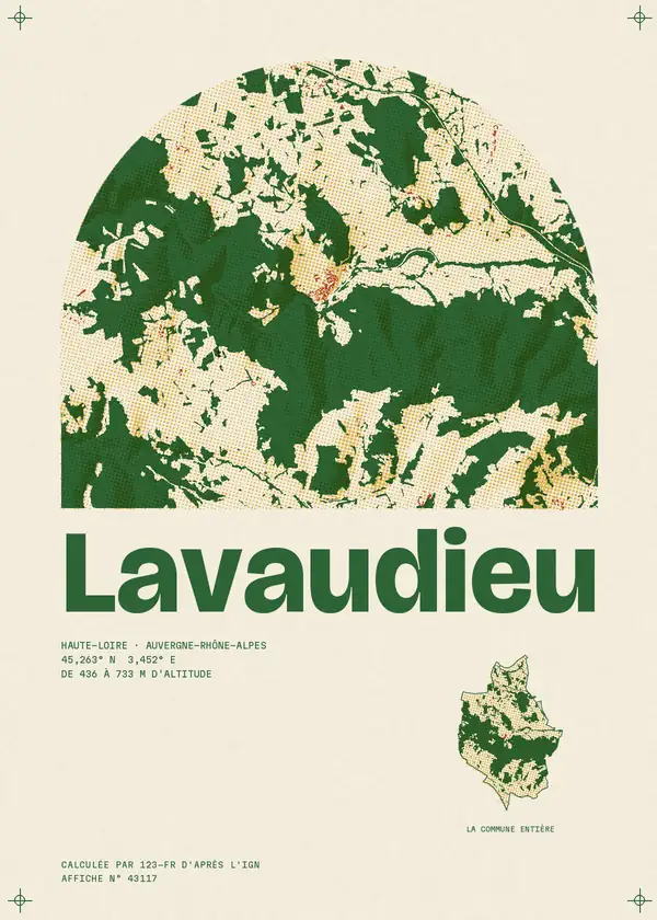 Affiche de Lavaudieu, calculée par 123-fr d'après l'IGN