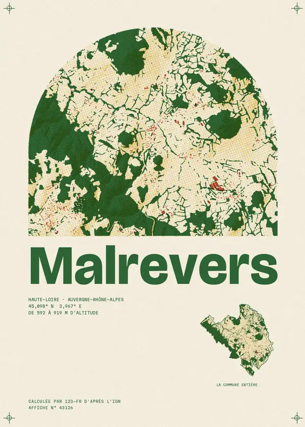 Affiche de Malrevers, calculée par 123-fr d'après l'IGN