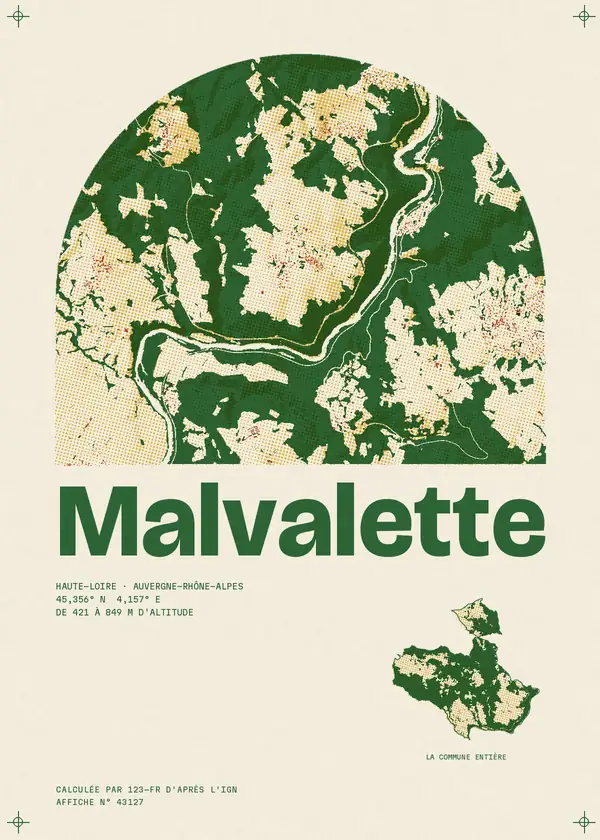 Affiche de Malvalette, calculée par 123-fr d'après l'IGN