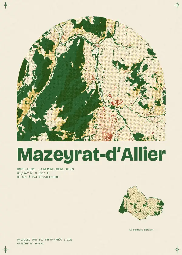 Affiche de Mazeyrat-d'Allier, calculée par 123-fr d'après l'IGN