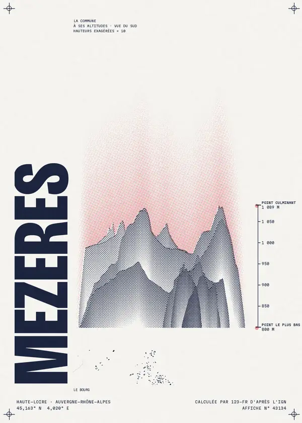 Affiche de Mézères, calculée par 123-fr d'après l'IGN
