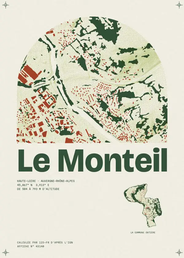 Affiche de Le Monteil, calculée par 123-fr d'après l'IGN
