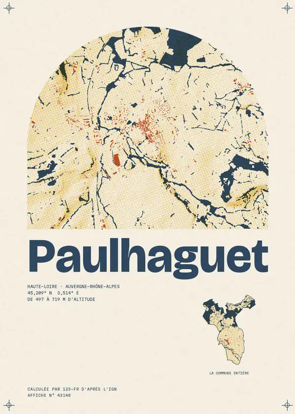 Affiche de Paulhaguet, calculée par 123-fr d'après l'IGN